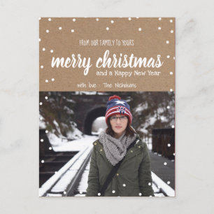 Cartes Pour Fêtes Annuelles Joyeux Noël blanc Script papier Kraft   Photo