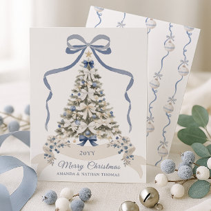 Cartes Pour Fêtes Annuelles Joyeux Noël Bleu Bow