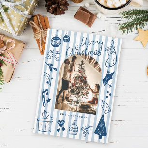 Cartes Pour Fêtes Annuelles Joyeux Noël Bleu Choses Préférées Dessinées à la M