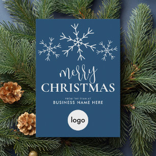 Cartes Pour Fêtes Annuelles Joyeux Noël bleu moderne Logo d'affaires