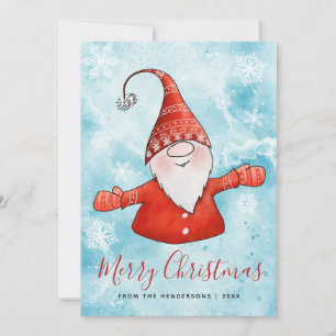 Cartes Pour Fêtes Annuelles Joyeux Noël bleu rouge Gnome 2025 Calendrier