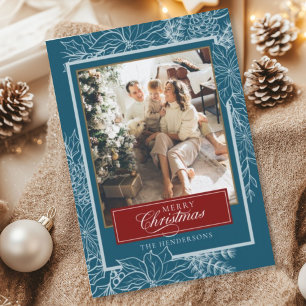 Cartes Pour Fêtes Annuelles Joyeux Noël bleu turquoise