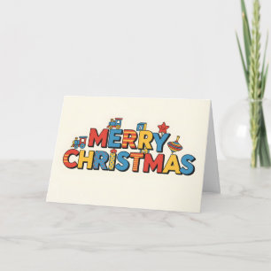 Cartes Pour Fêtes Annuelles Joyeux Noël bloc jouet enfants rétro