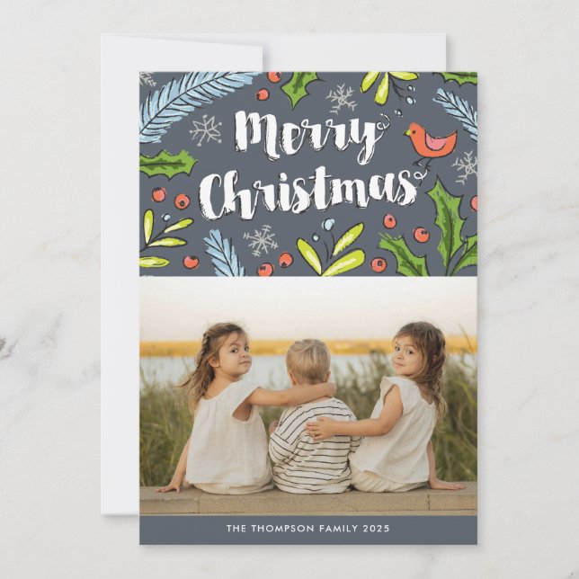 Cartes Pour Fêtes Annuelles Joyeux Noël Blue Spruce Photo Holiday Card (Devant)