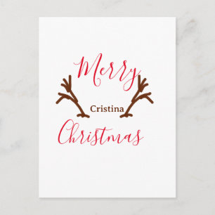 Cartes Pour Fêtes Annuelles Joyeux Noël bois de renne marron rouge fêtes