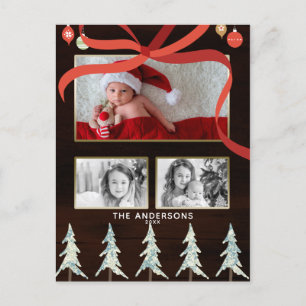 Cartes Pour Fêtes Annuelles Joyeux Noël Bois & Pins Arbres 4 Vacances Photo