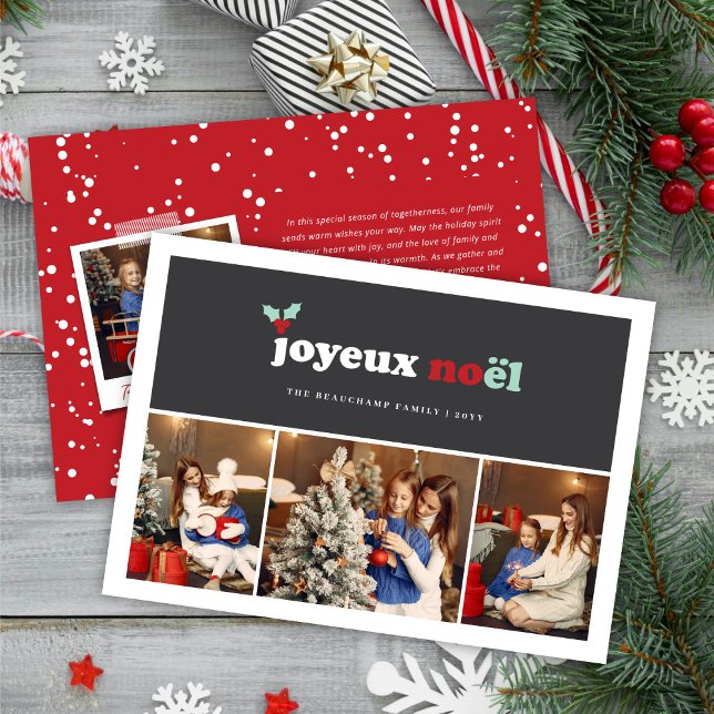 Cartes Pour Fêtes Annuelles Joyeux Noel Bold Typographie Mistletoe 3 Photo (Créateur téléchargé)