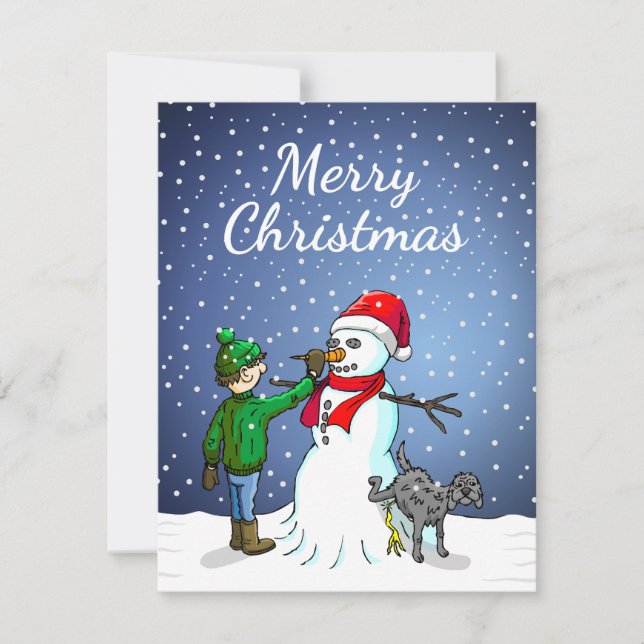 Cartes Pour Fêtes Annuelles Joyeux Noël Bonhomme de neige (Devant)