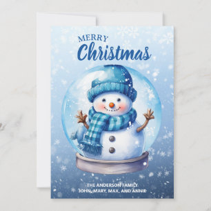 Cartes Pour Fêtes Annuelles Joyeux Noël Bonhomme de Neige Bleu Blanc