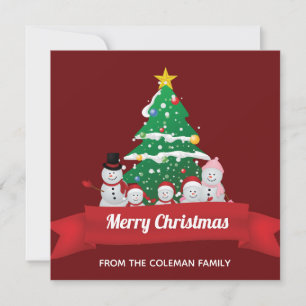 Cartes Pour Fêtes Annuelles Joyeux Noël Bonhomme de Neige Famille Mignonne Per