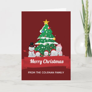 Cartes Pour Fêtes Annuelles Joyeux Noël Bonhomme de Neige Famille Mignonne Per