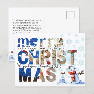 Cartes Pour Fêtes Annuelles Joyeux Noël Bonhomme de neige Flocon de neige Hive