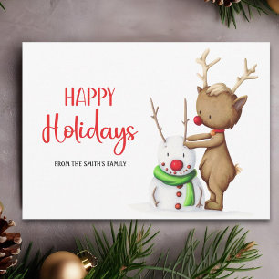 Cartes Pour Fêtes Annuelles Joyeux Noël bonhomme de neige Renne Mignon