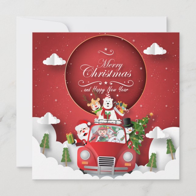 Cartes Pour Fêtes Annuelles Joyeux Noël/Bonne année (Devant)