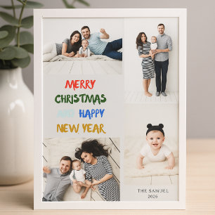 Cartes Pour Fêtes Annuelles Joyeux Noël & Bonne Année 4 Photos Cendres