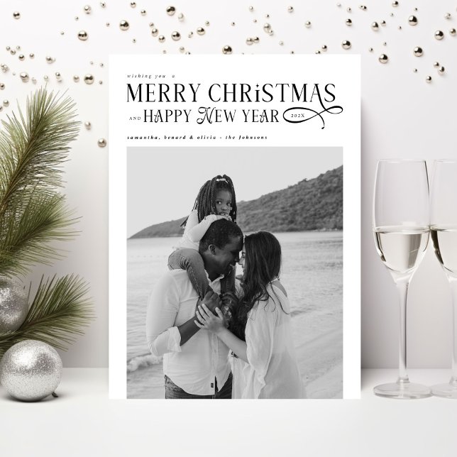 Cartes Pour Fêtes Annuelles Joyeux Noël Bonne Année Famille 2 Photos (Créateur téléchargé)