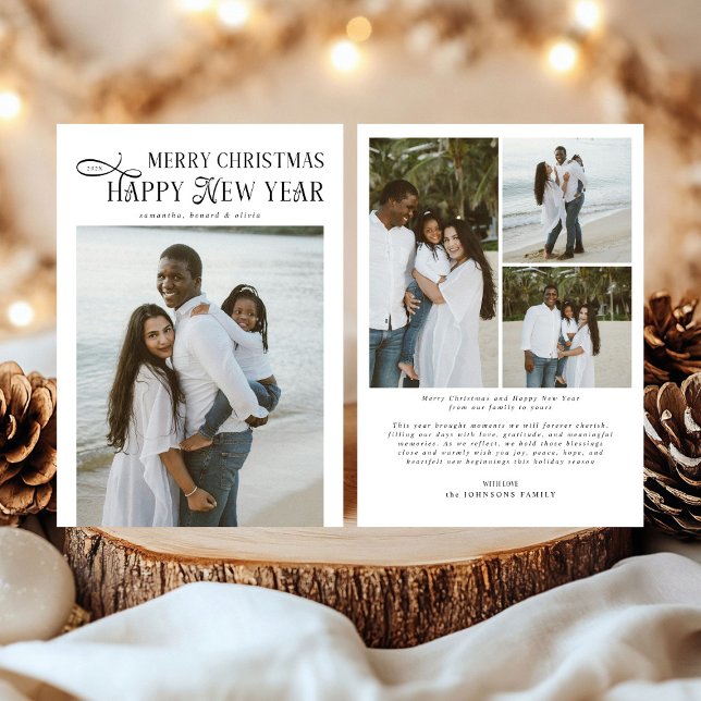 Cartes Pour Fêtes Annuelles Joyeux Noël Bonne Année Famille 4 Photos (Créateur téléchargé)