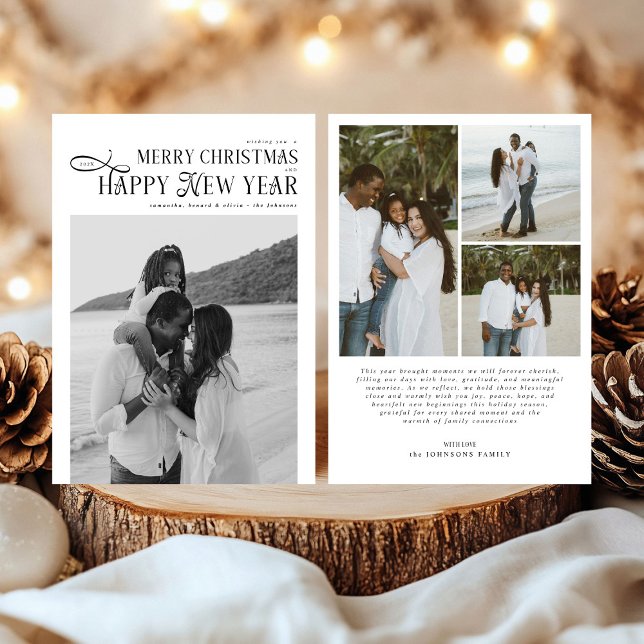 Cartes Pour Fêtes Annuelles Joyeux Noël Bonne Année Famille 4 Photos (Créateur téléchargé)