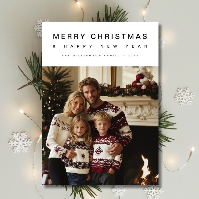 Cartes Pour Fêtes Annuelles Joyeux Noël Bonne année Photo de famille (Créateur téléchargé)