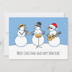 Cartes Pour Fêtes Annuelles Joyeux Noël Bonne année Snowman Jazzband