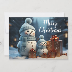 Cartes Pour Fêtes Annuelles Joyeux Noël Bonshommes de neige mignons et cadeaux