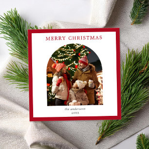 Cartes Pour Fêtes Annuelles Joyeux Noël Bordure rouge minimaliste Arche photo