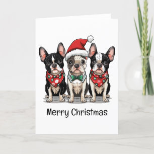 Cartes Pour Fêtes Annuelles Joyeux Noël Boston Terrier Chiens