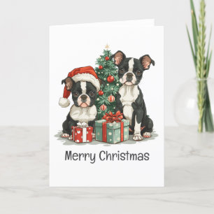 Cartes Pour Fêtes Annuelles Joyeux Noël Boston Terrier Chiens