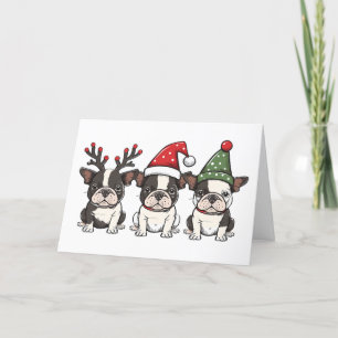 Cartes Pour Fêtes Annuelles Joyeux Noël Boston Terrier Chiens