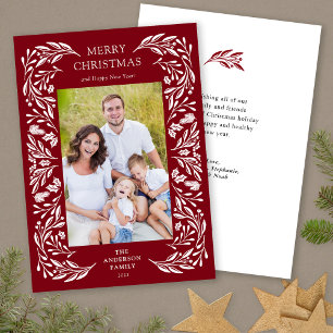 Cartes Pour Fêtes Annuelles Joyeux Noël botanique blanc Photo