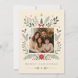 Cartes Pour Fêtes Annuelles Joyeux Noël botanique classique 