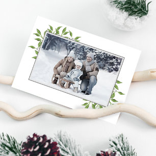 Cartes Pour Fêtes Annuelles Joyeux Noël botanique une photo verte