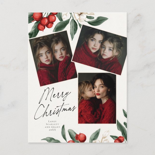 Cartes Pour Fêtes Annuelles Joyeux Noël Botanique Vacances 3 photo (Devant)