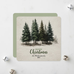 Cartes Pour Fêtes Annuelles Joyeux Noël botanique vintage pinède