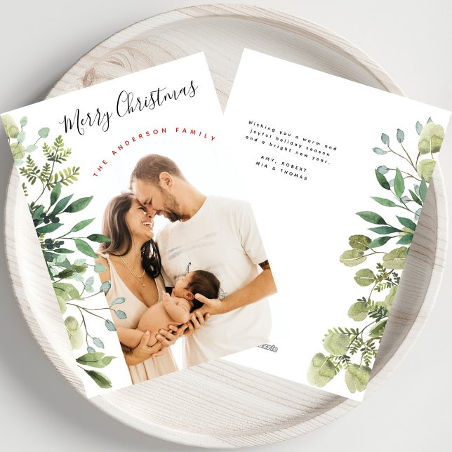 Cartes Pour Fêtes Annuelles Joyeux Noël Botaniques d'hiver Elégante photo (Créateur téléchargé)