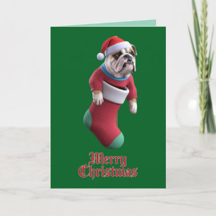 Cartes Pour Fêtes Annuelles Joyeux Noël Bouledogue Mignon