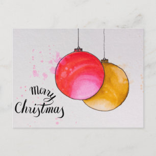 Cartes Pour Fêtes Annuelles Joyeux Noël, boules de Noël aquarelle