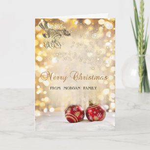 Cartes Pour Fêtes Annuelles Joyeux Noël,Boules de Noël rouges,Boule,Bokeh