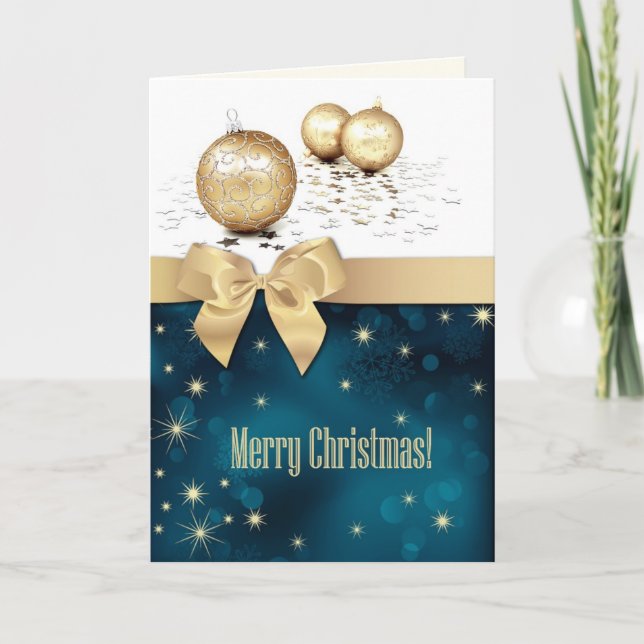 Cartes Pour Fêtes Annuelles Joyeux Noël. Boules d'or (Devant)