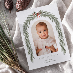 Cartes Pour Fêtes Annuelles Joyeux Noël Bow et Botanique Pine Arch Photo