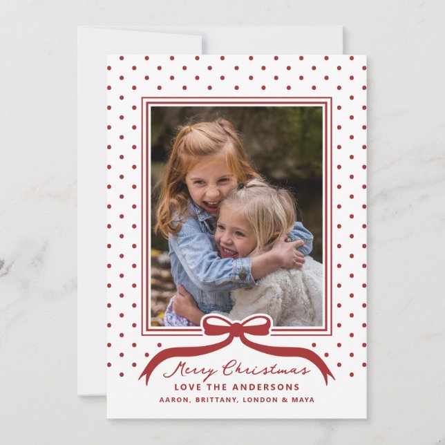 Cartes Pour Fêtes Annuelles Joyeux Noël Bow Polka Dot (Devant)