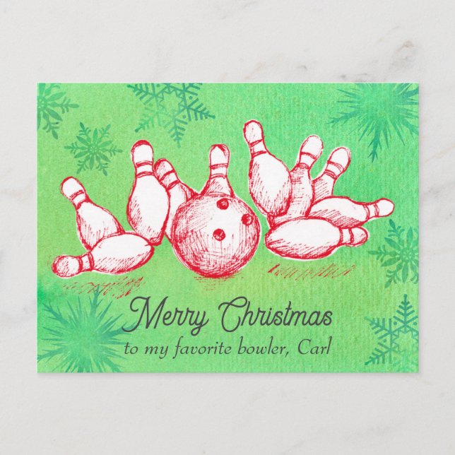 Cartes Pour Fêtes Annuelles Joyeux Noël Bowling Pins de balle personnalisée (Devant)