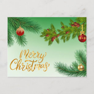 Cartes Pour Fêtes Annuelles Joyeux Noël Branches À feuillage persistant avec o