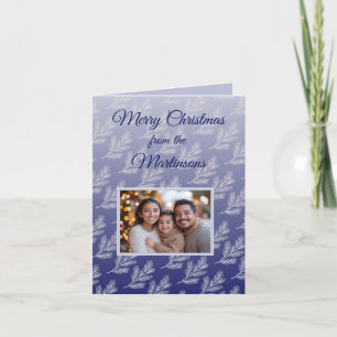 Cartes Pour Fêtes Annuelles Joyeux Noël Branches Blanches Bleu Photo