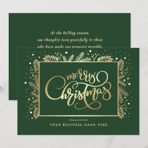Cartes Pour Fêtes Annuelles Joyeux Noël. Branches Gold Pine Corporate