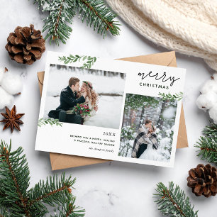Cartes Pour Fêtes Annuelles Joyeux Noël Branches vertes 2 Photo
