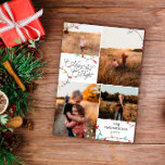 Cartes Pour Fêtes Annuelles Joyeux Noël brillant 4 Photos<br><div class="desc">Carte de collage photo de Noël joyeux et brillant imprimé avec des lampes à cordes pastel en rouge,  rose,  menthe et jaune avec Joyeux et brillant dans un script tourbillonnant vintage contre un arrière - plan blanc.</div>