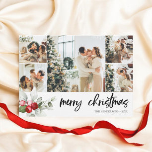 Cartes Pour Fêtes Annuelles Joyeux Noël Brochure Script Red Berry Voiture de v