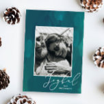 Cartes Pour Fêtes Annuelles Joyeux Noël. Brosse à huile verte abstraite modern<br><div class="desc">Brosse à huile abstraite moderne carte photo de Noël "Joyeux" en vert,  couleurs turquoises foncées. Veuillez me contacter si vous avez besoin d'autres articles.</div>