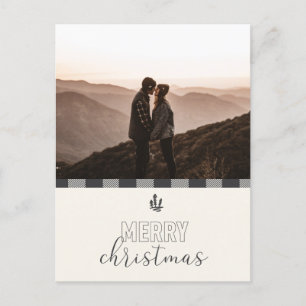Cartes Pour Fêtes Annuelles Joyeux Noël Buffalo Plaid Gris Save the Date
